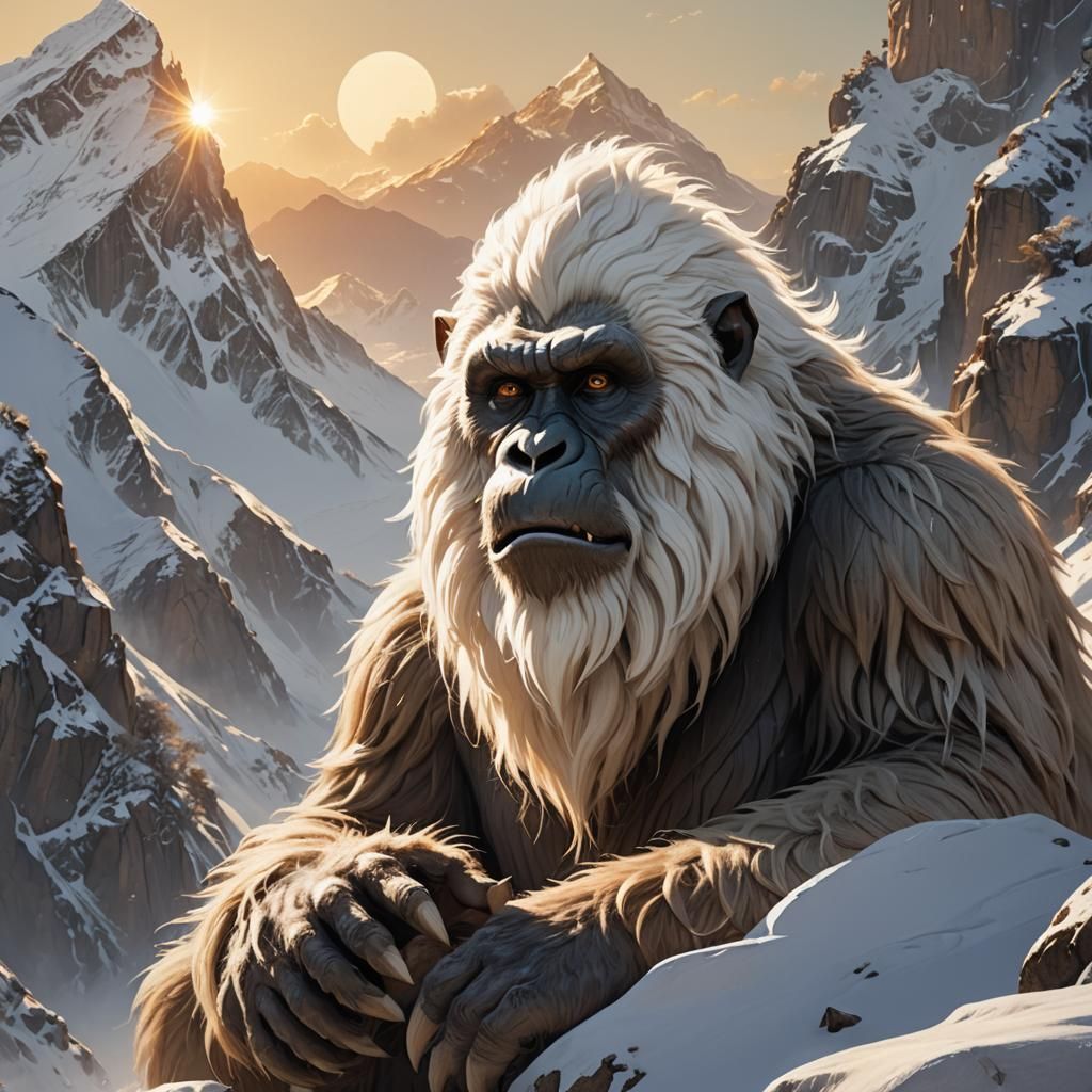 Majestic Yeti in Himalayas: Matte Painting