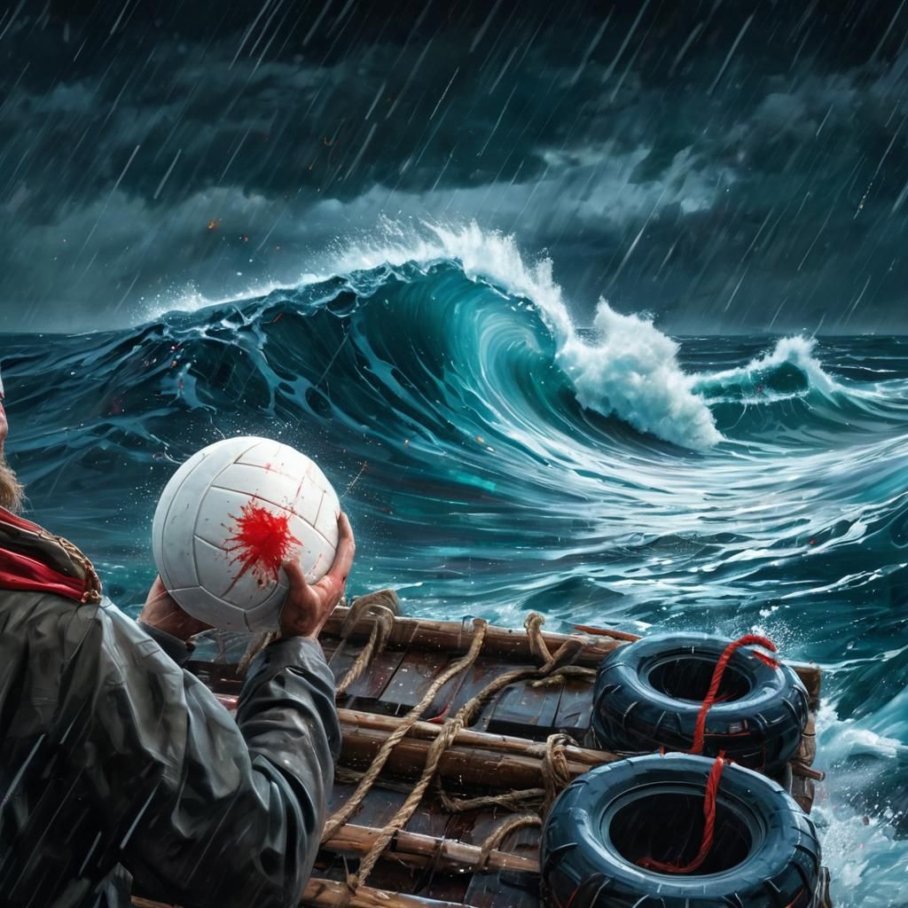 Castaway's Stormy Voyage with Volleyball Companion