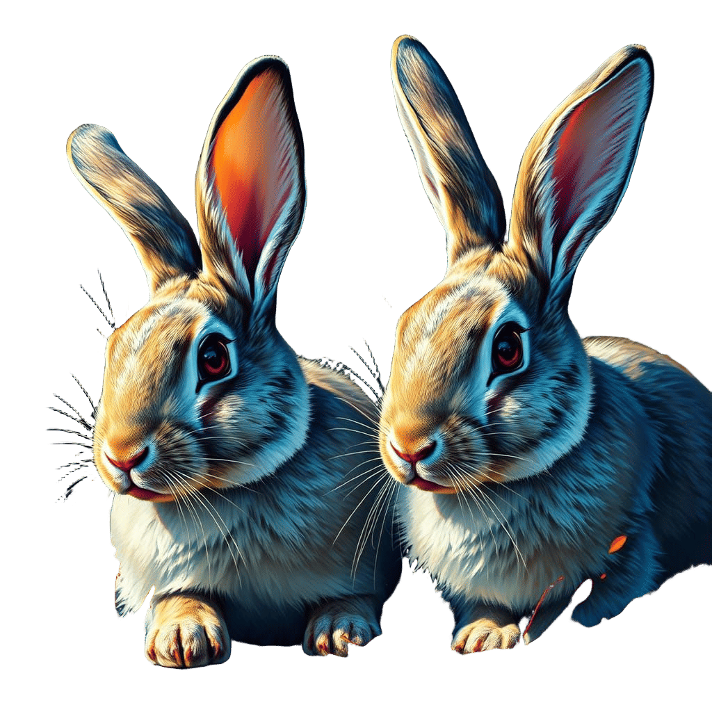 Surreal Rabbits: Hyperrealistic Splash Art in Vivid Colors