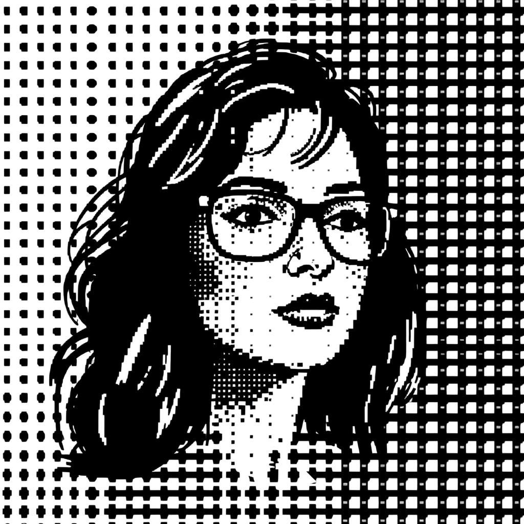 Abstract Pixel Portrait in CRT TV Style