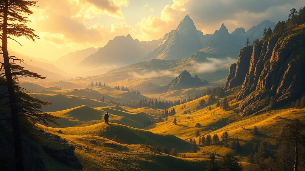 Middle-earth Realm of Wonder in Golden Light