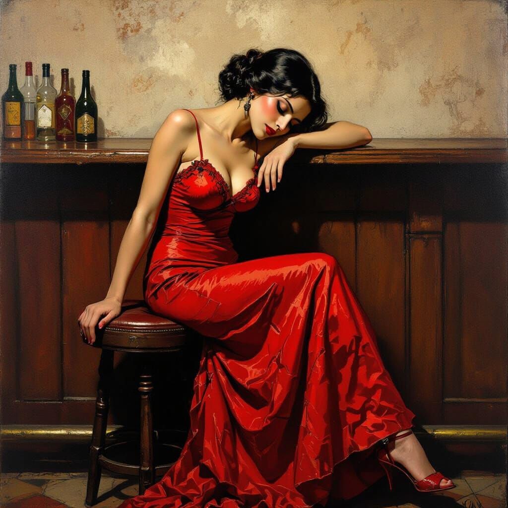 Argentinian Tango Dancer in Intaglio Style Portrait