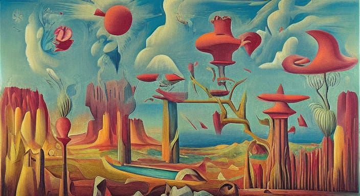 Surrealist Crystal Goddess in High Contrast Polychromatic Co...