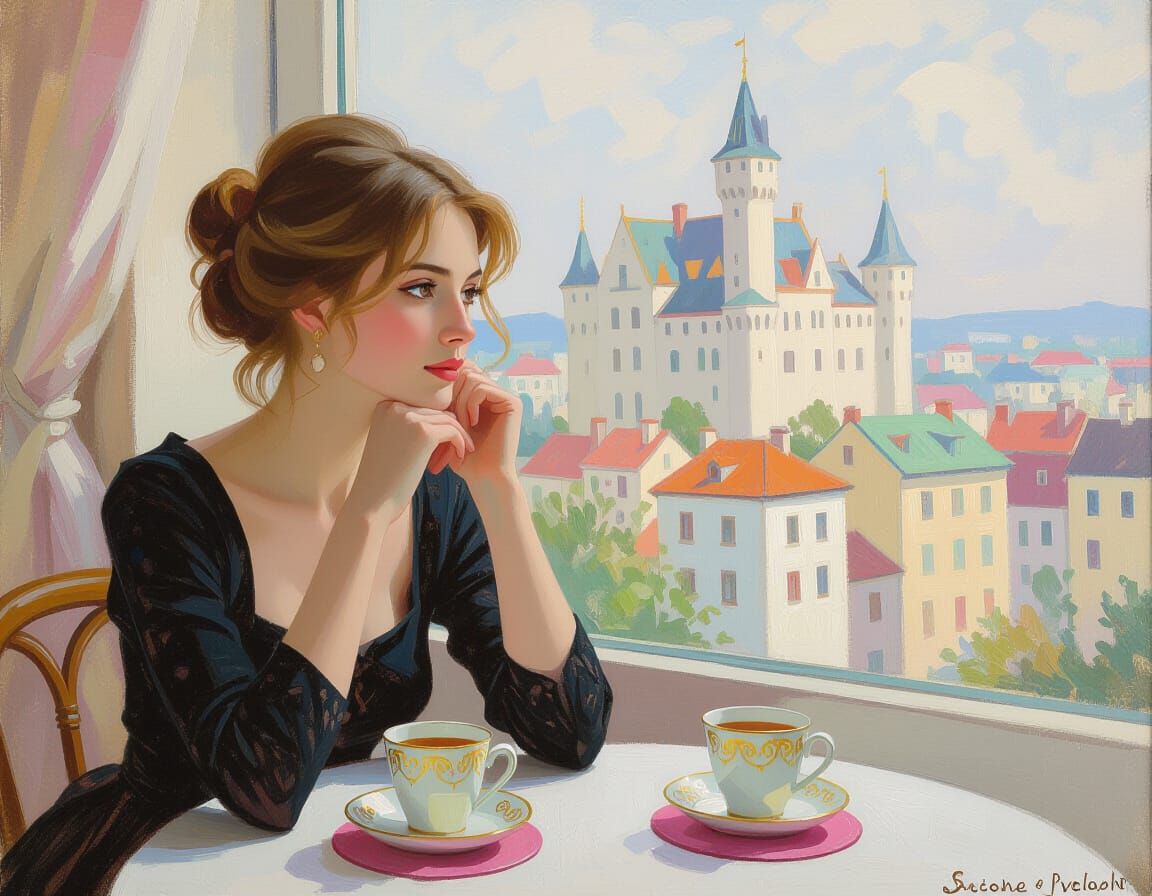 Impressionistic Portrait of a Woman by a Window