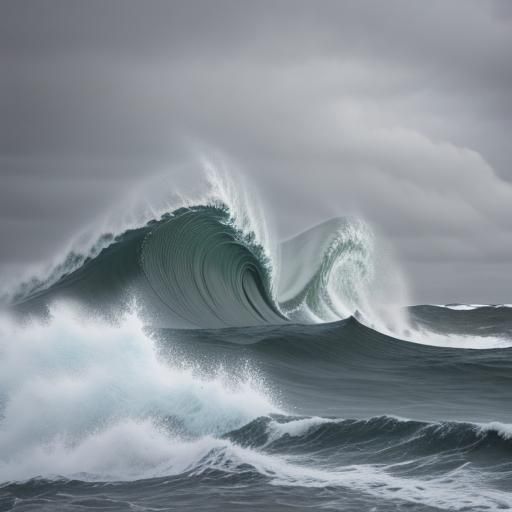 Dramatic Winter Sea Storm at Harbor Front