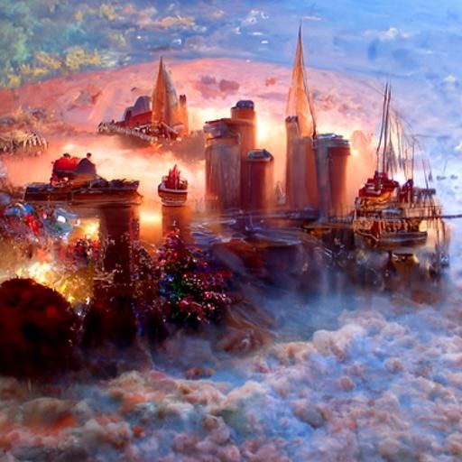 Ethereal City on Mars in Luminist Style