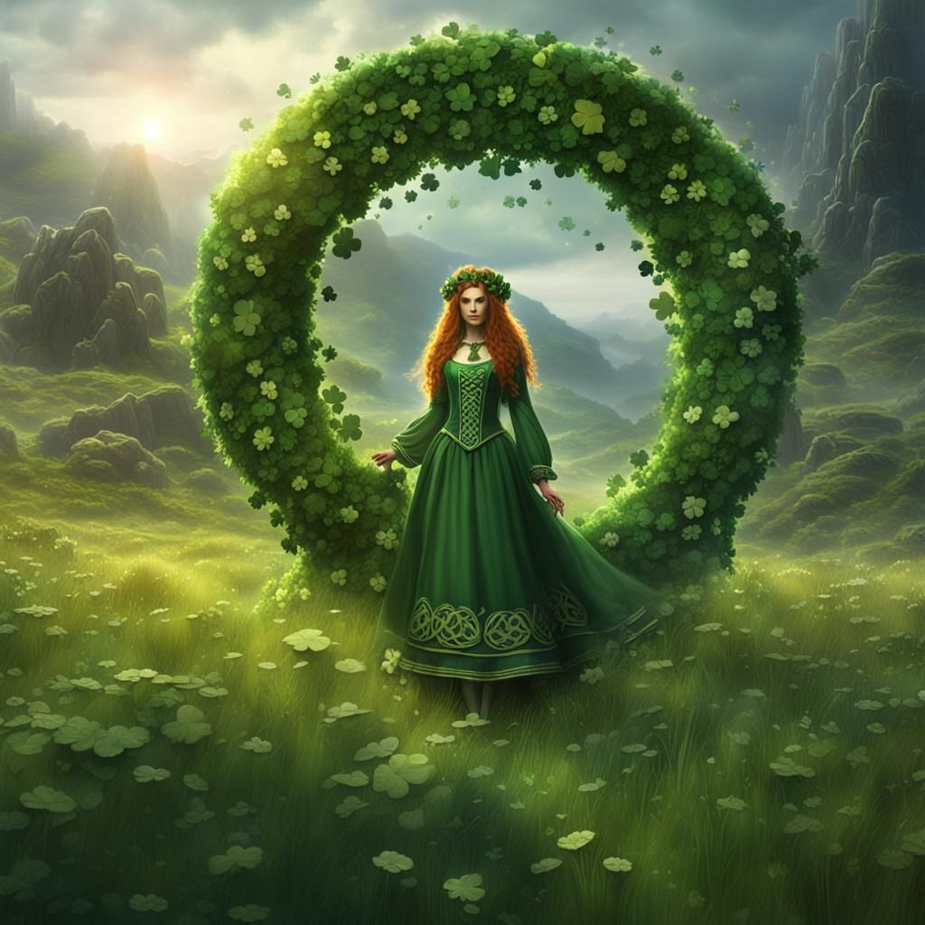 St. Patrick's Day Celtic Woman in Meadow