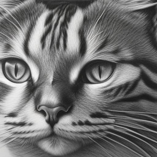 Hyperdetailed Charcoal Drawing of Kittens