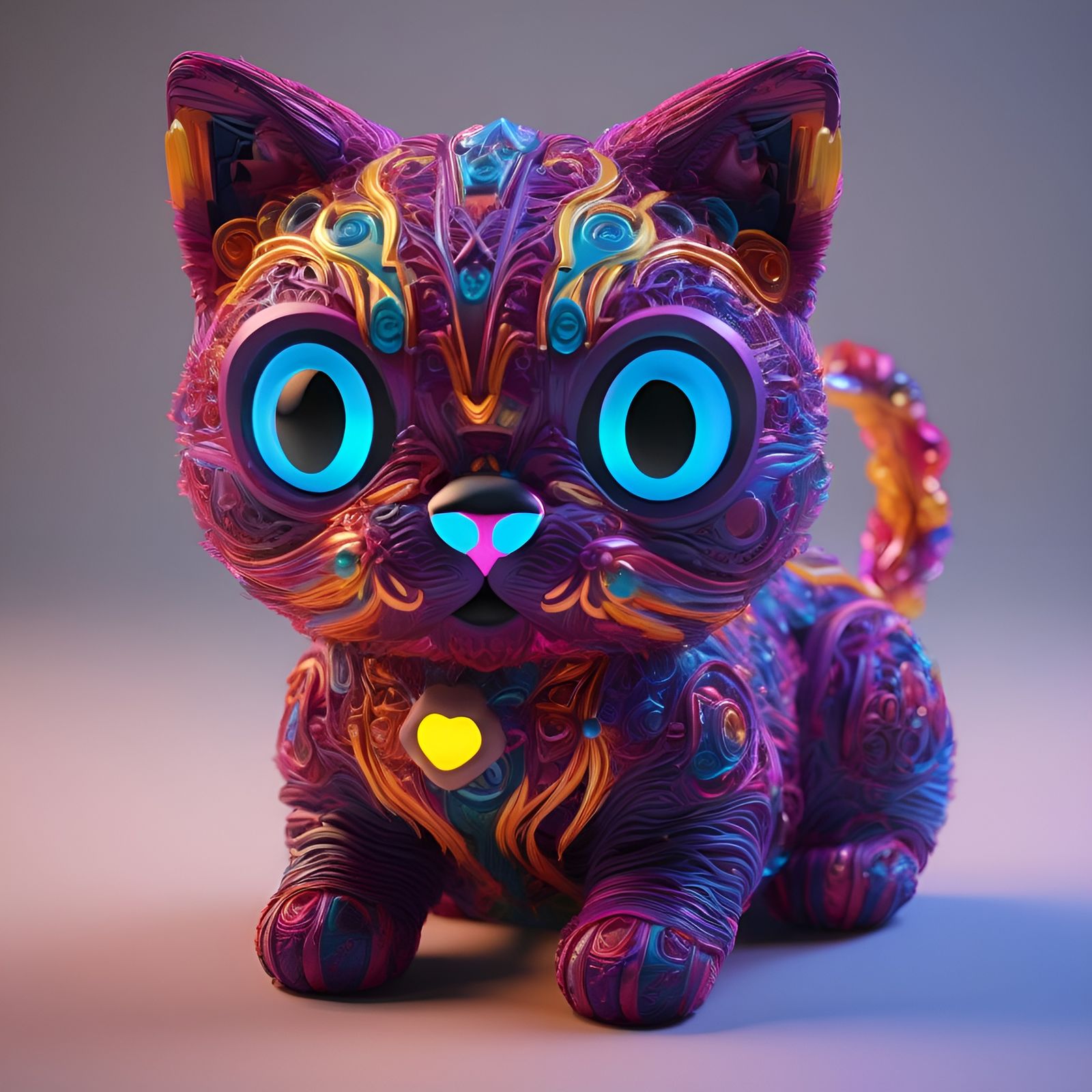 Detailed 3D Toy Cat Render