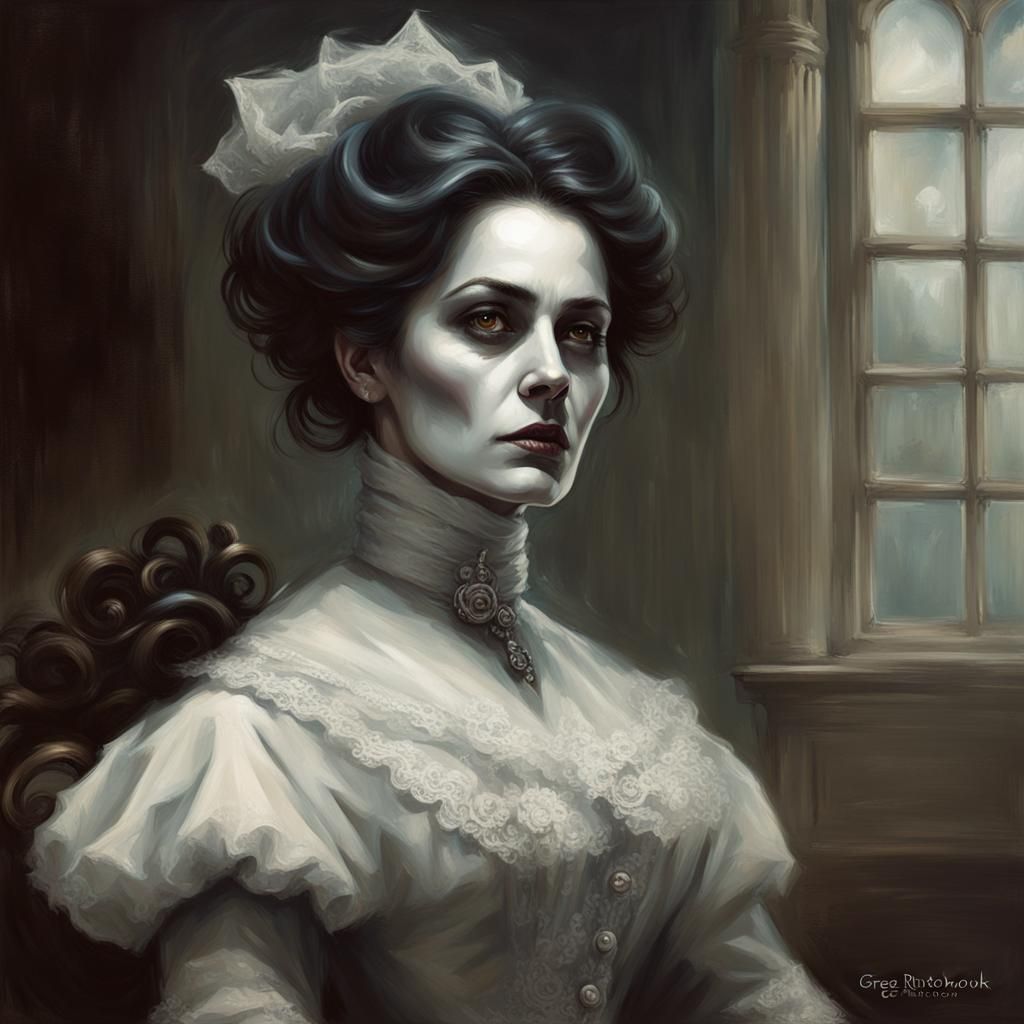 Sinister Victorian Lady Ghost in Gothic Style
