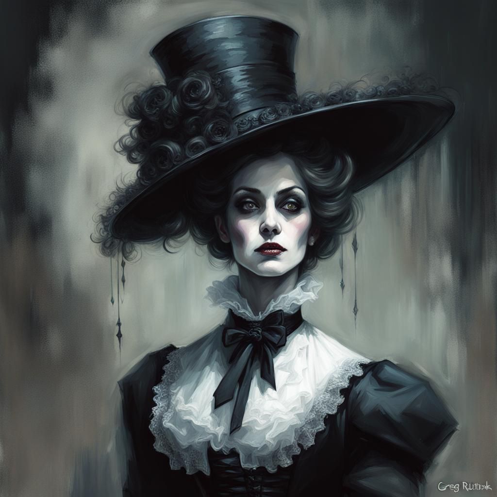 Sinister Victorian Lady Ghost in Dark Fantasy Style