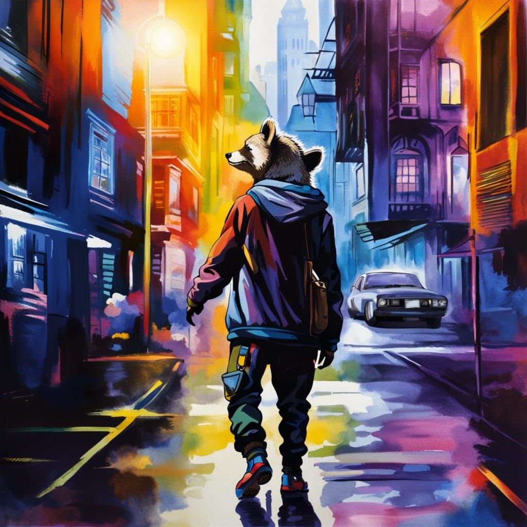 Urban Hip-Hop Fashion Raccoon out and about by Per.