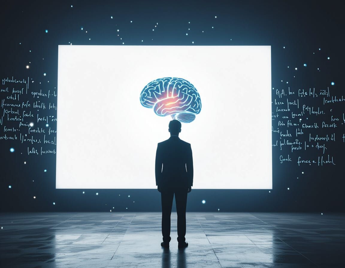 Glowing Brain Reveals Vibrant Thoughts in Dark Room