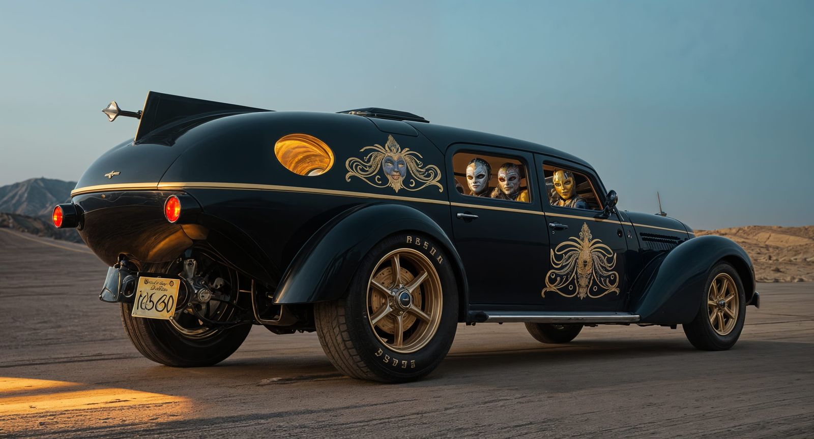 Steampunk Limo Car at Future Burning Man Desert Show
