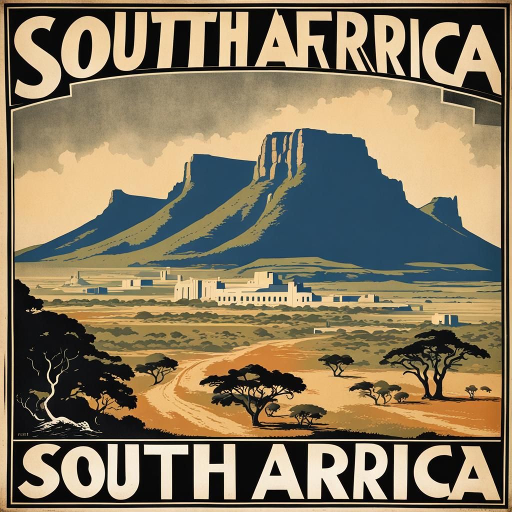 1930s Brutalist Propaganda Poster of South Africa