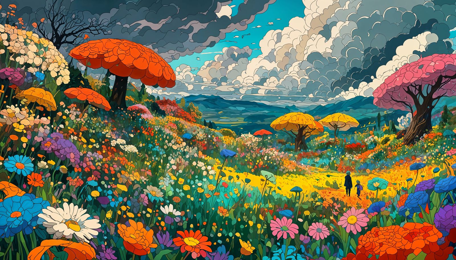 Spring Storm Flowers: Studio Ghibli Digital Art
