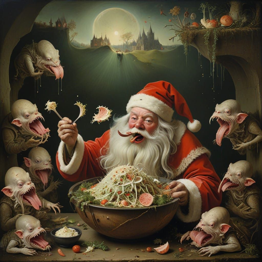 Santa Claus in a Hellish Coleslaw Feast