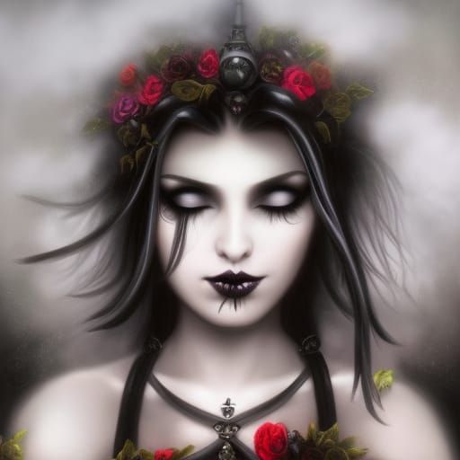 Gothic earth witch Who loves flowers
