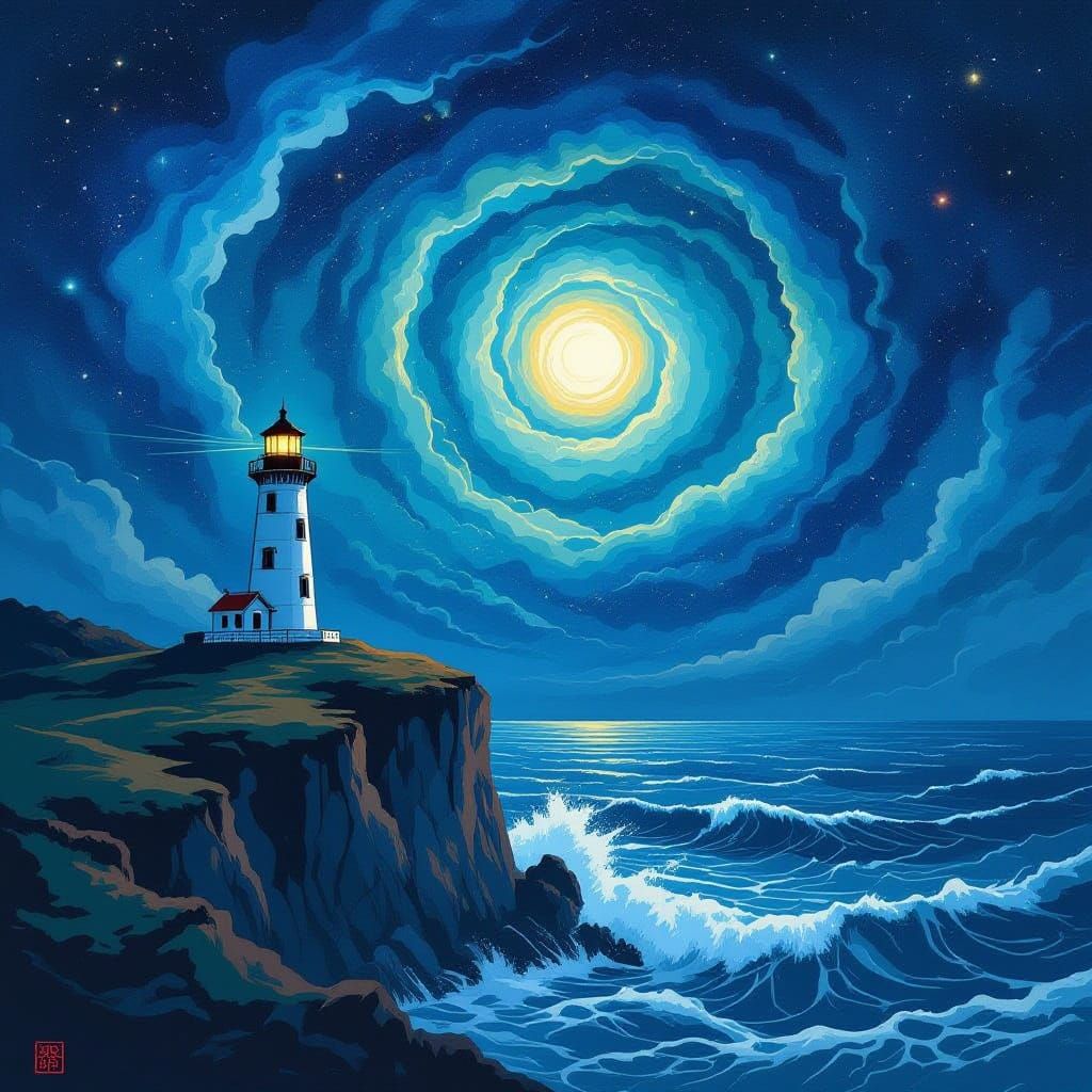Cosmic Horror Lighthouse on Jagged Cliff