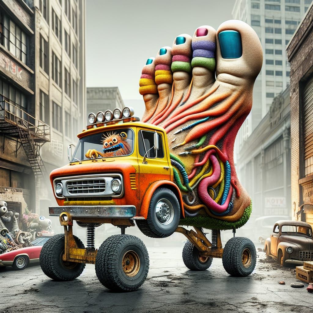 Foot-Shaped Tow Truck with Monster Mechanic