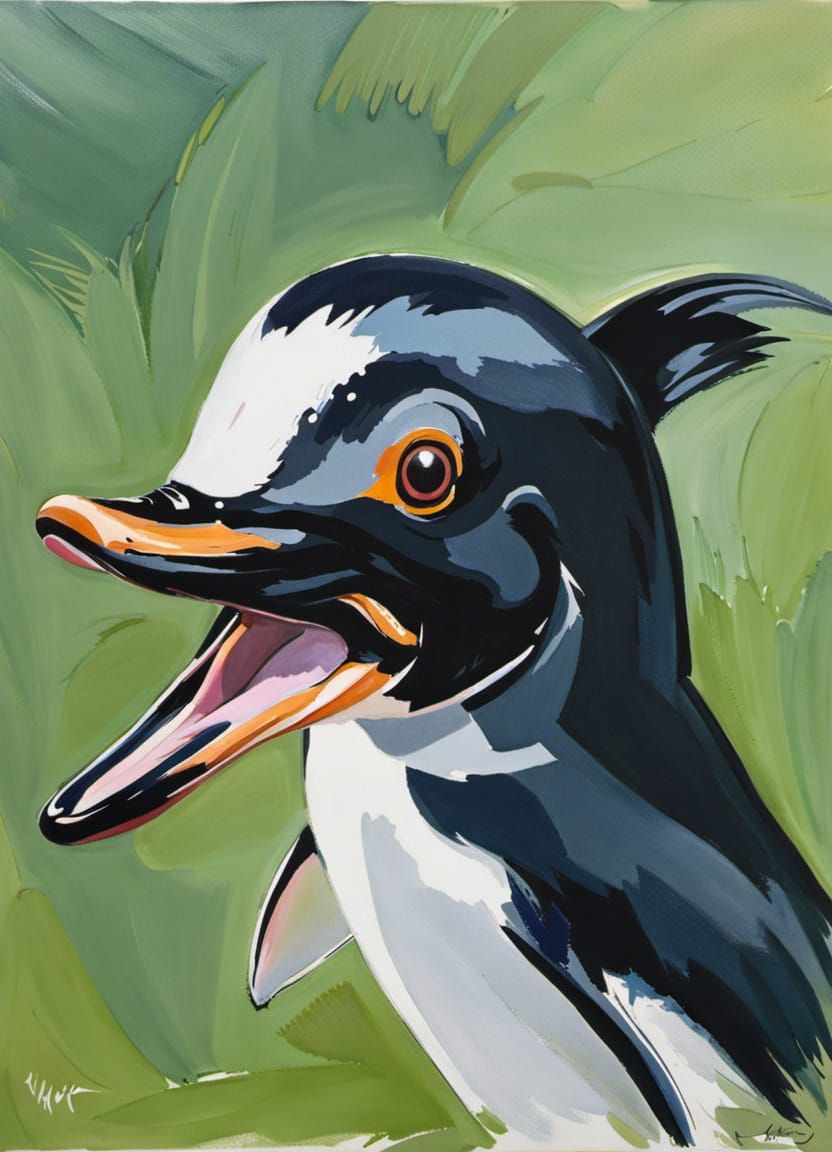 Gouache Portrait of Flipper