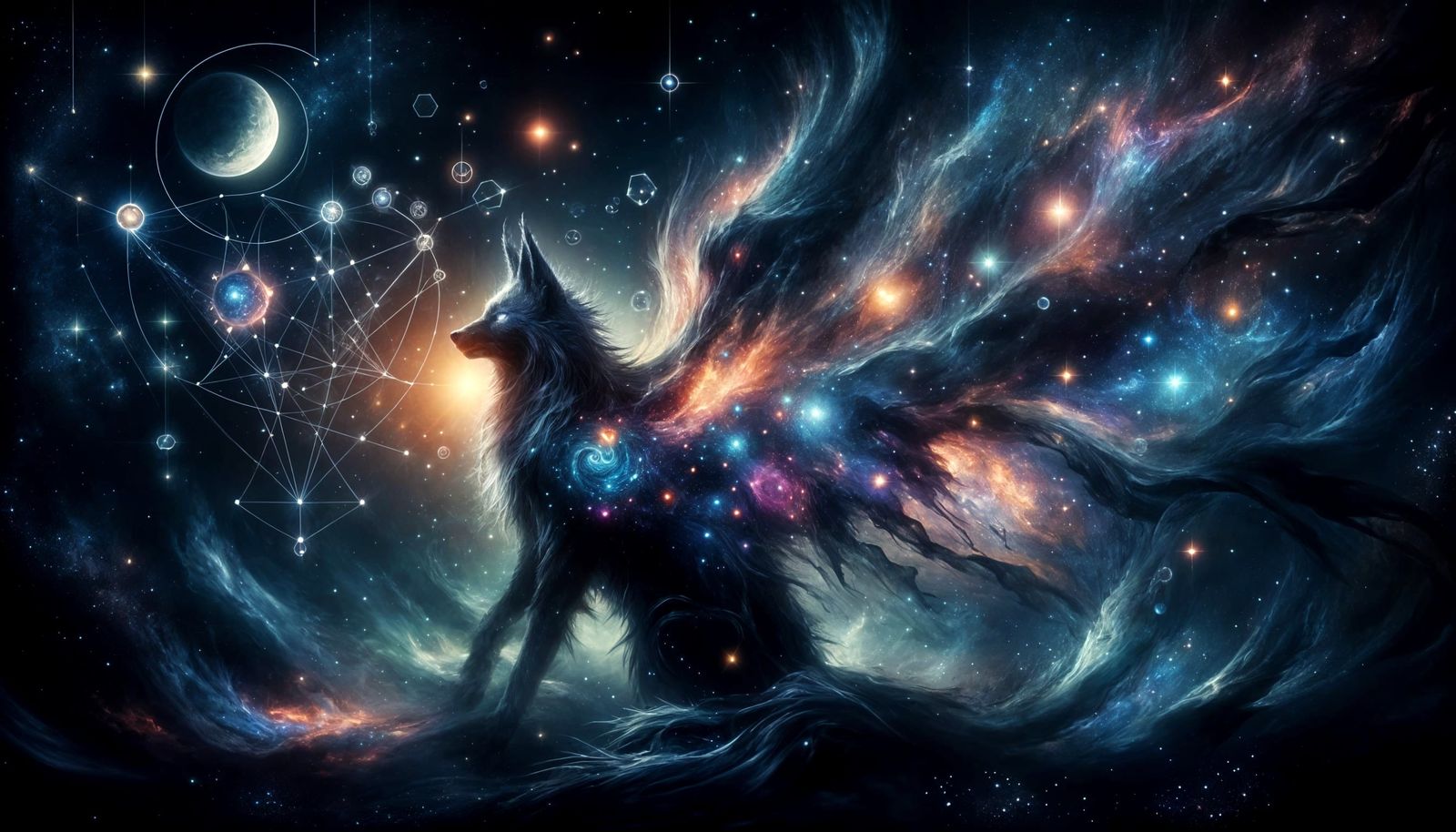 Celestial Creature Amidst Cosmic Constellations