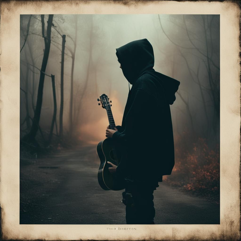 Eerie Album Cover with Boy in Hoodie