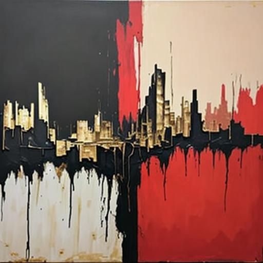 Abstract Decaying Cityscape with Gold Leaf