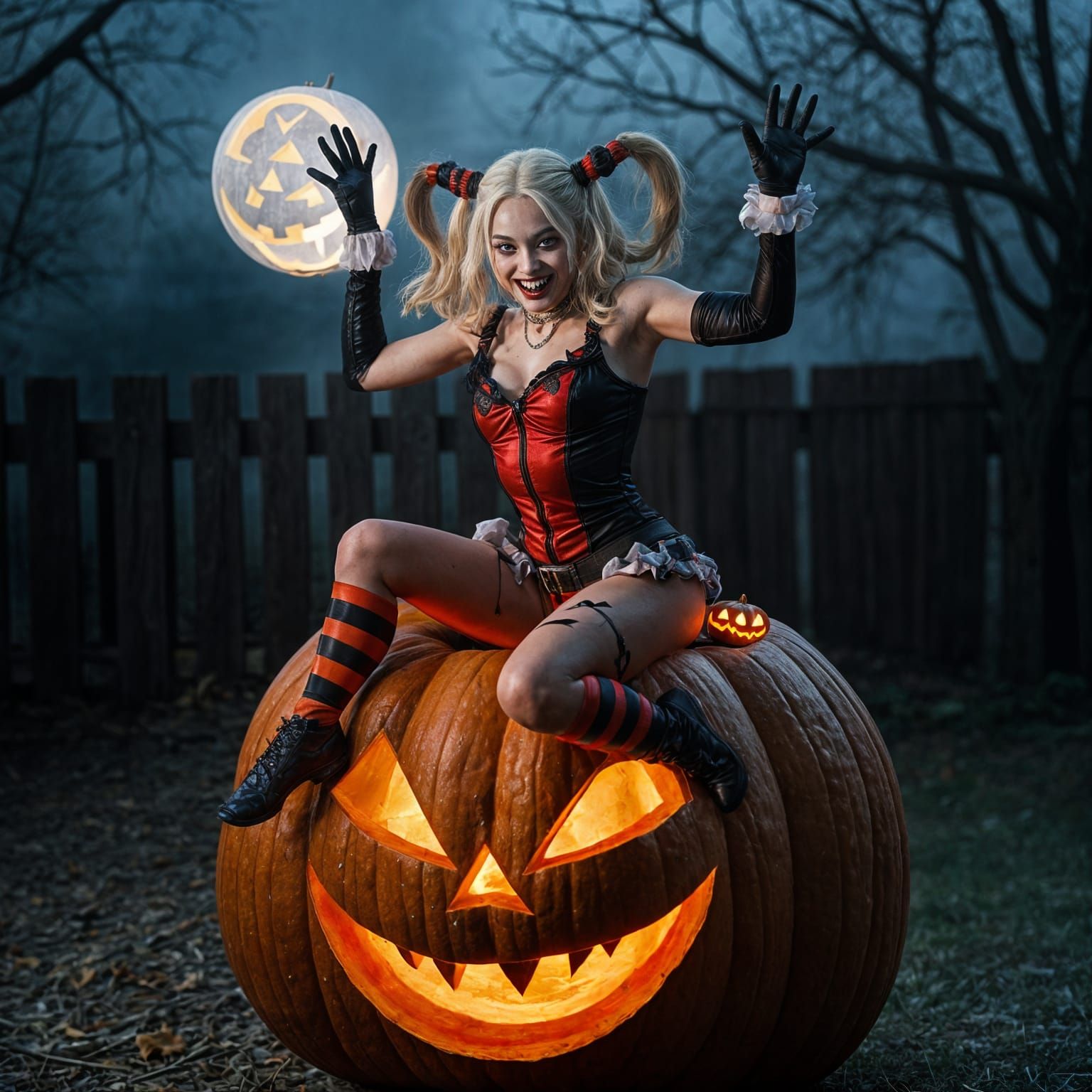 Harley Quinn Jumps From Jack O' Lantern on Halloween