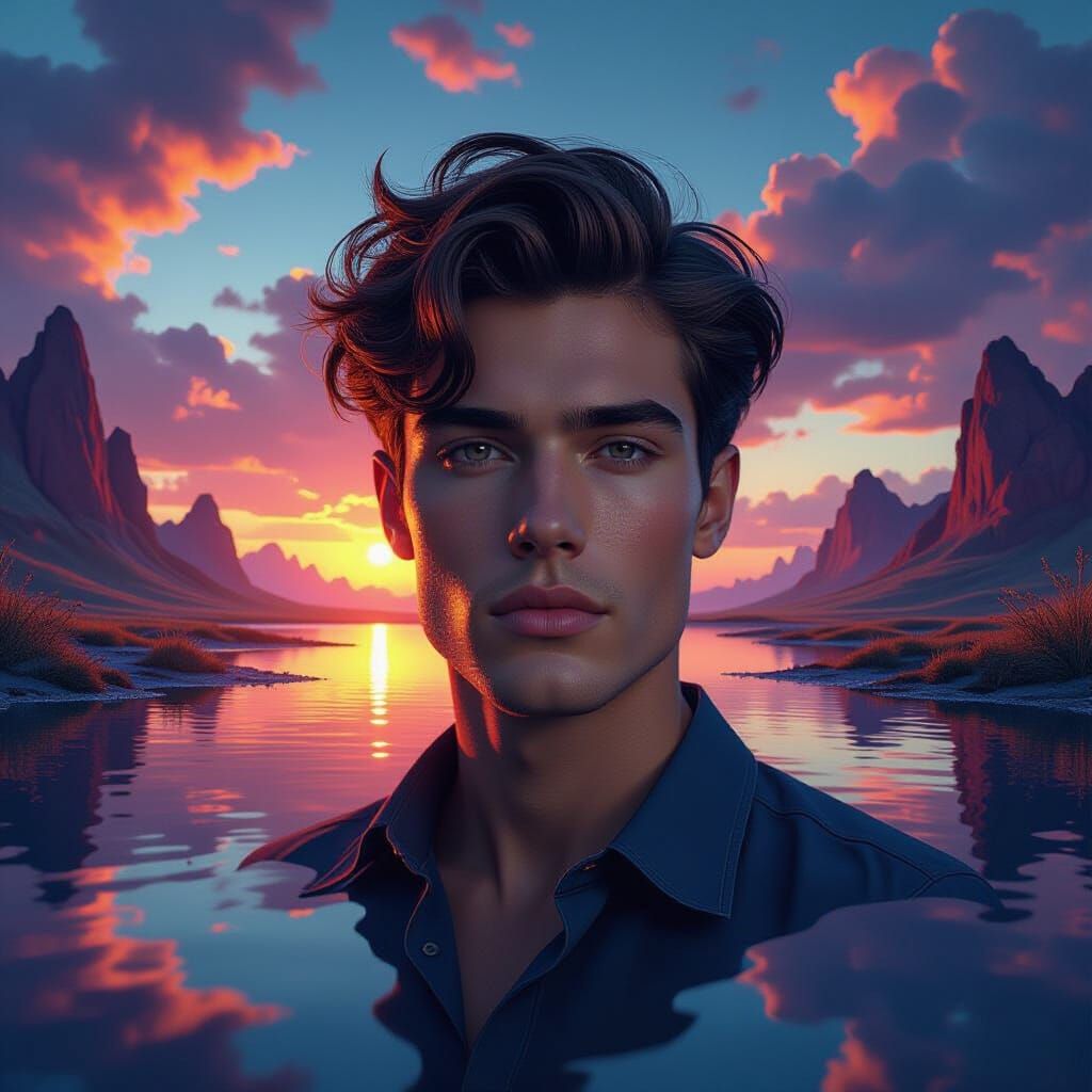 Surreal Double Exposure with Vivid Fantasy Reflections