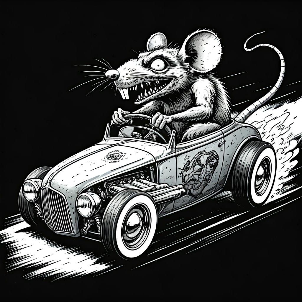 Sinister Ratfink Hotrod in Ed Roth Style