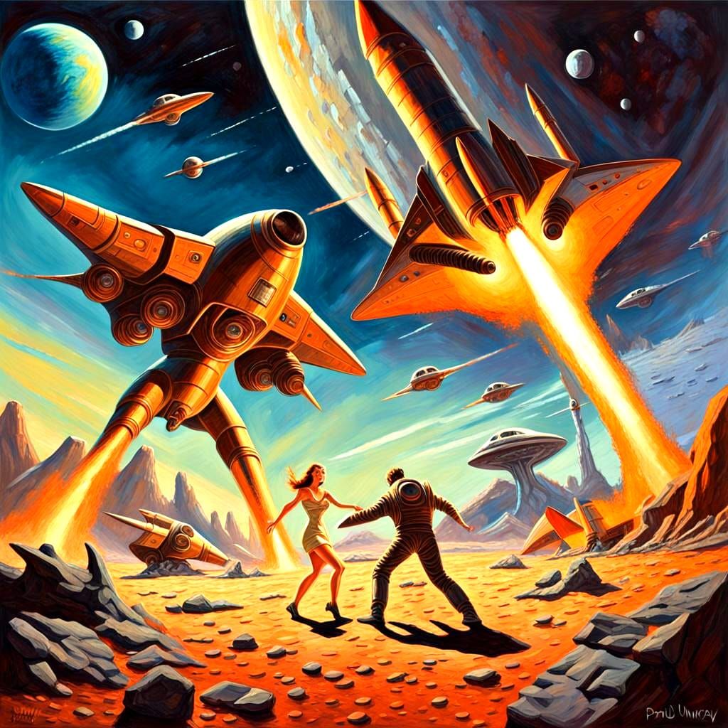 Pulp Sci-Fi Magazine Cover: Space Adventure