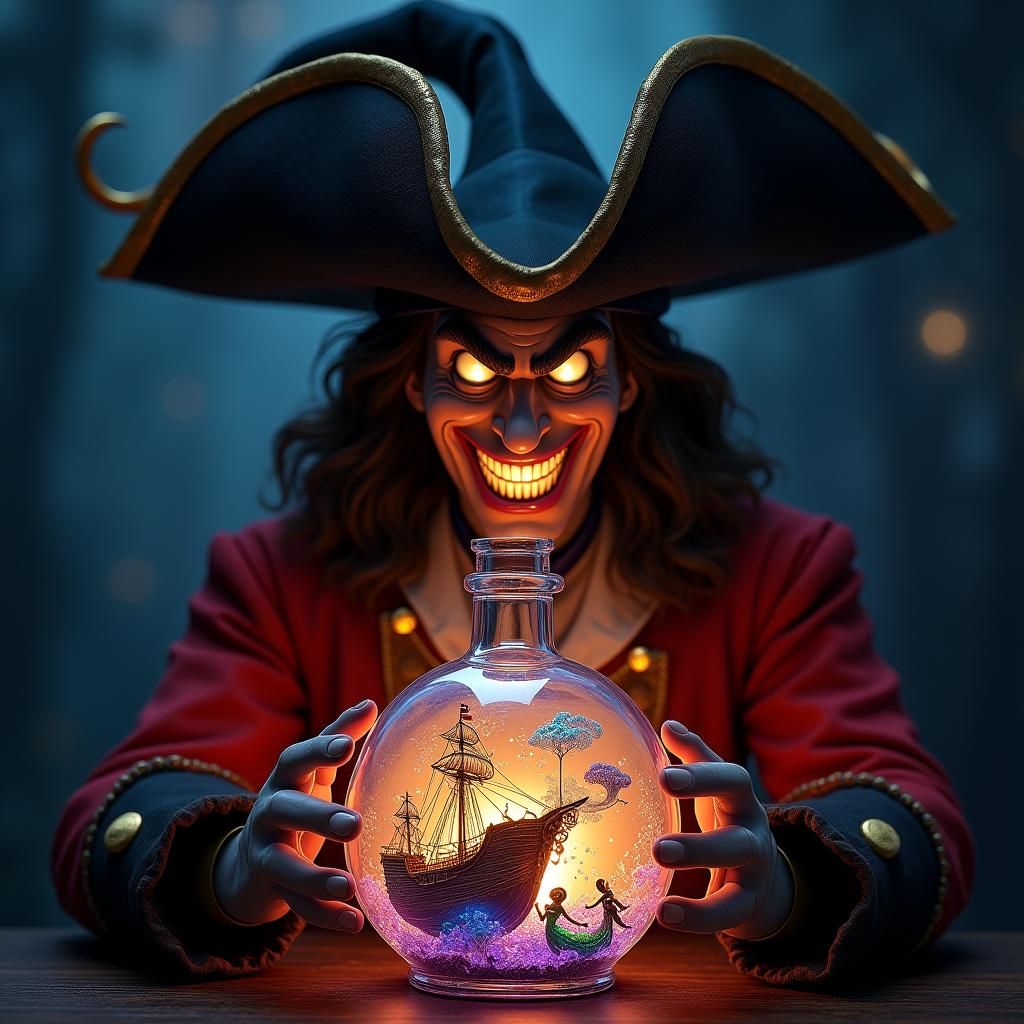 Captain Hook and Neverland in a Bottle