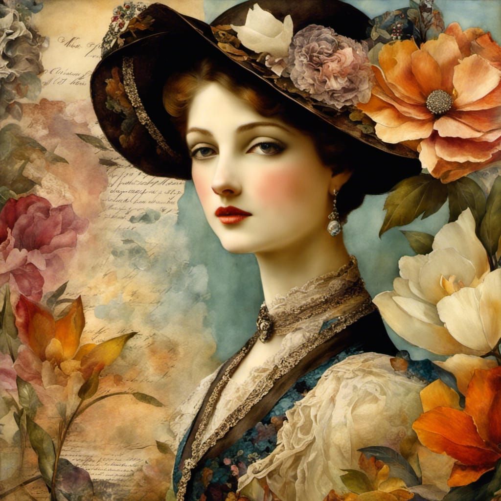 Edwardian Fashion in Mixed-Media Collage