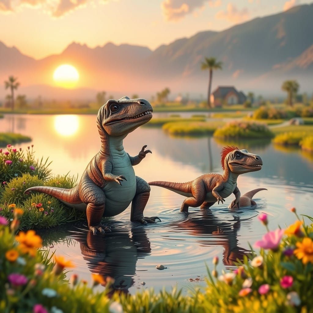 baby Tyrannosaurus rex and a baby Allosaurus...