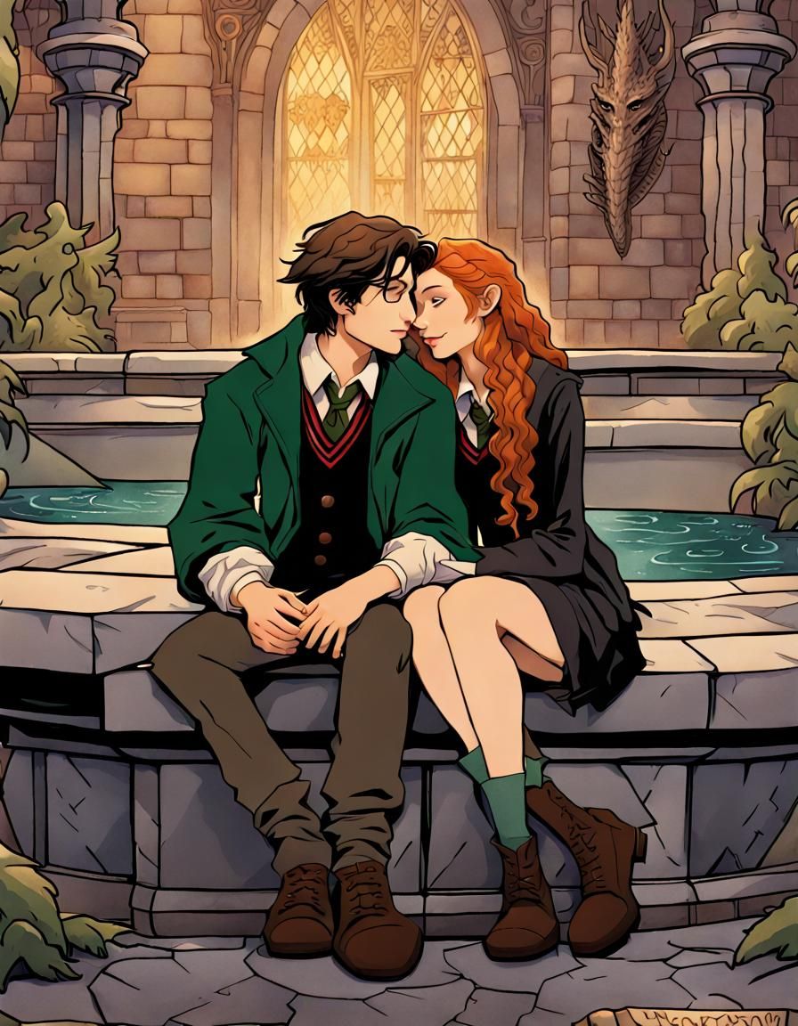 Hogwarts Teen Romance at Dragon Fountain