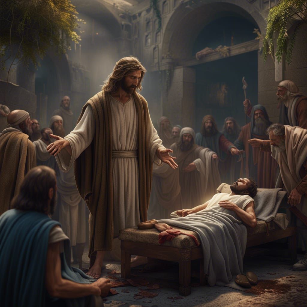 Jesus Healing the Sick: Detailed Matte Painting