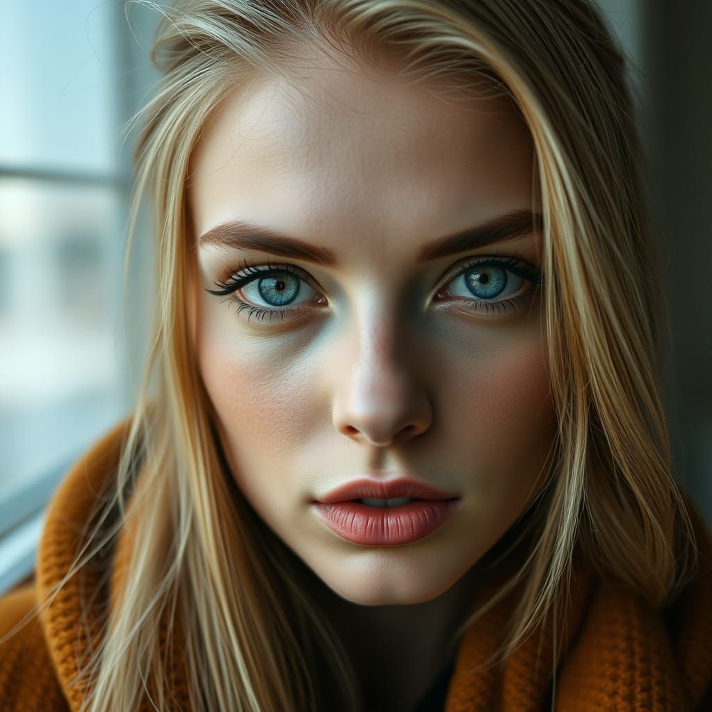 Expressive Portrait of a Beautiful Woman with Striking Eyes