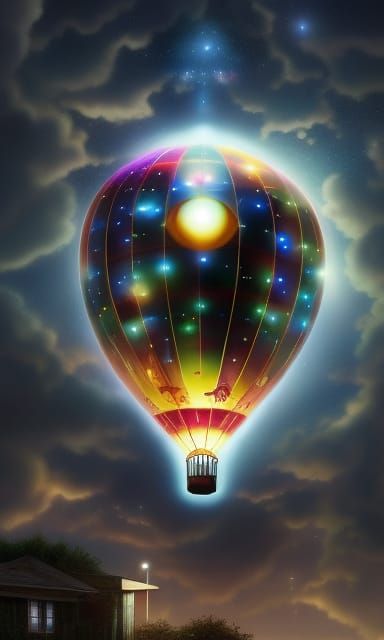 Luminescent Balloon in Celestial Night Sky