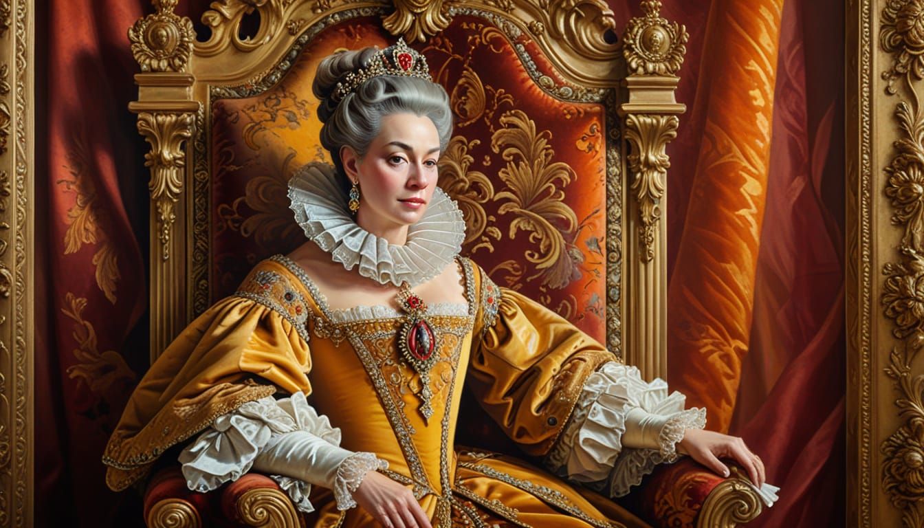 Rococo Portrait of a Monarch on a Throne