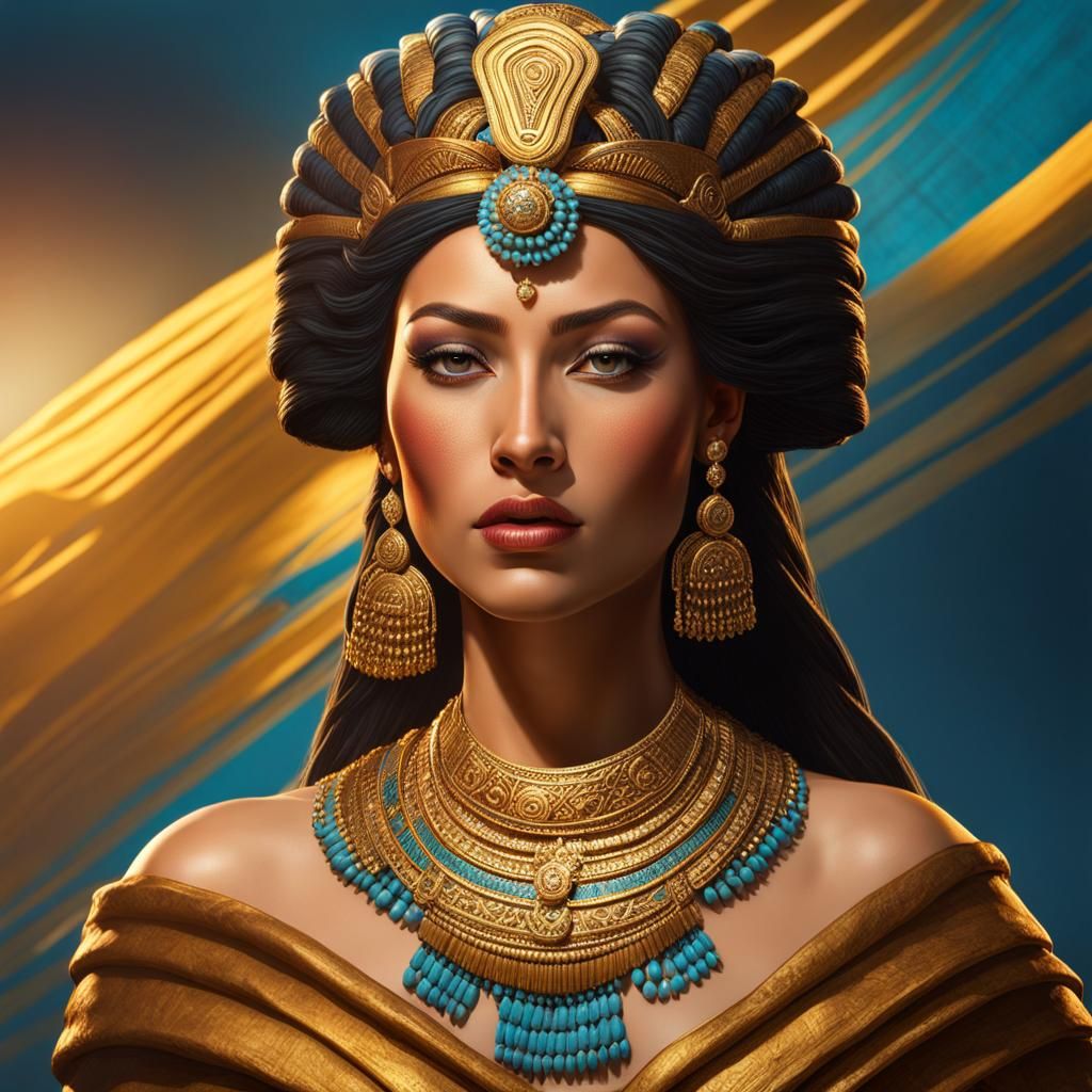 Ancient Sumerian Princess Portrait in Hyperrealistic Style