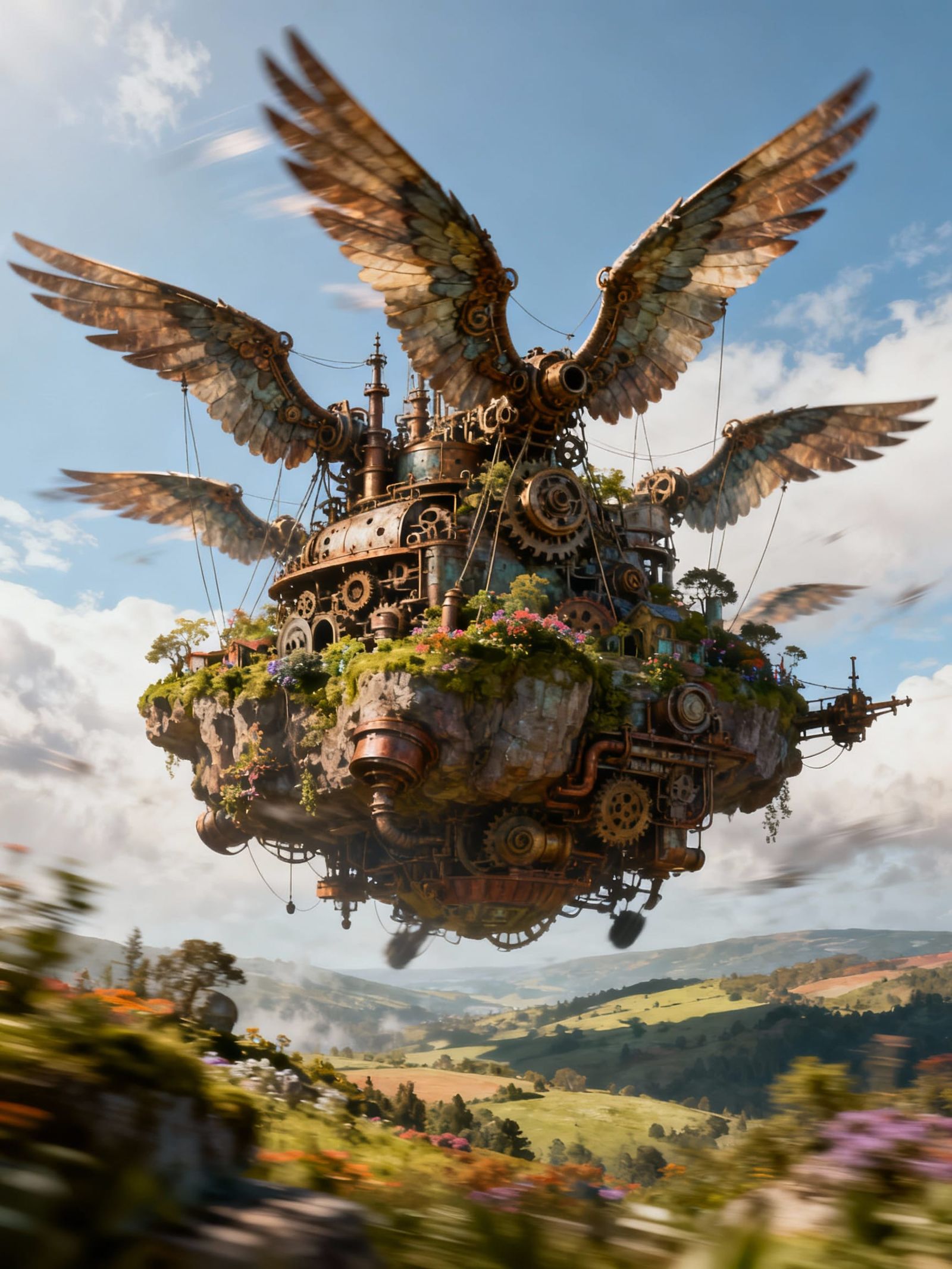 Flying Island Fantasy Arcology Biosphere Time-Mind Continuum