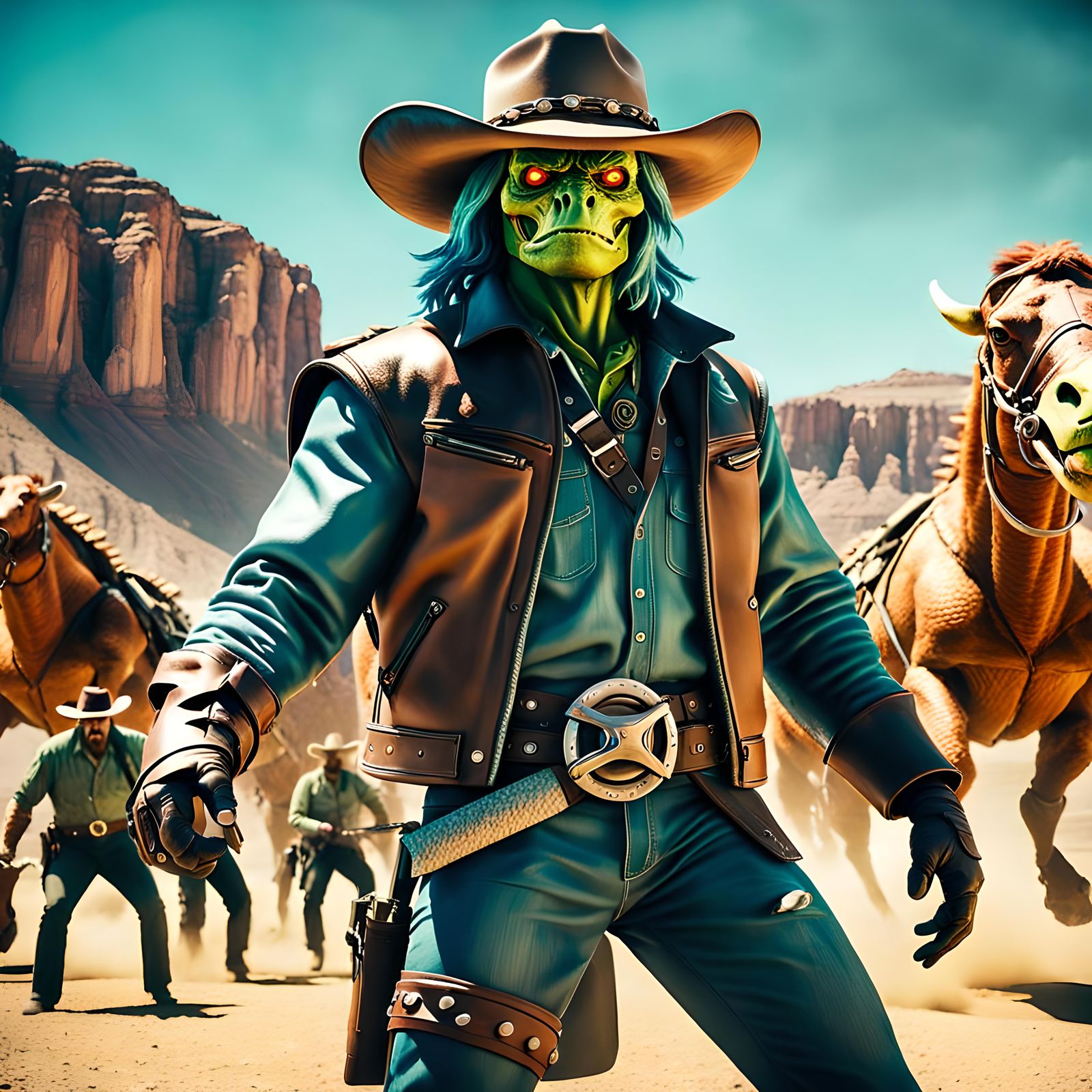 Radically Bodacious Cyberpunk Film Still in 3D Anime Art