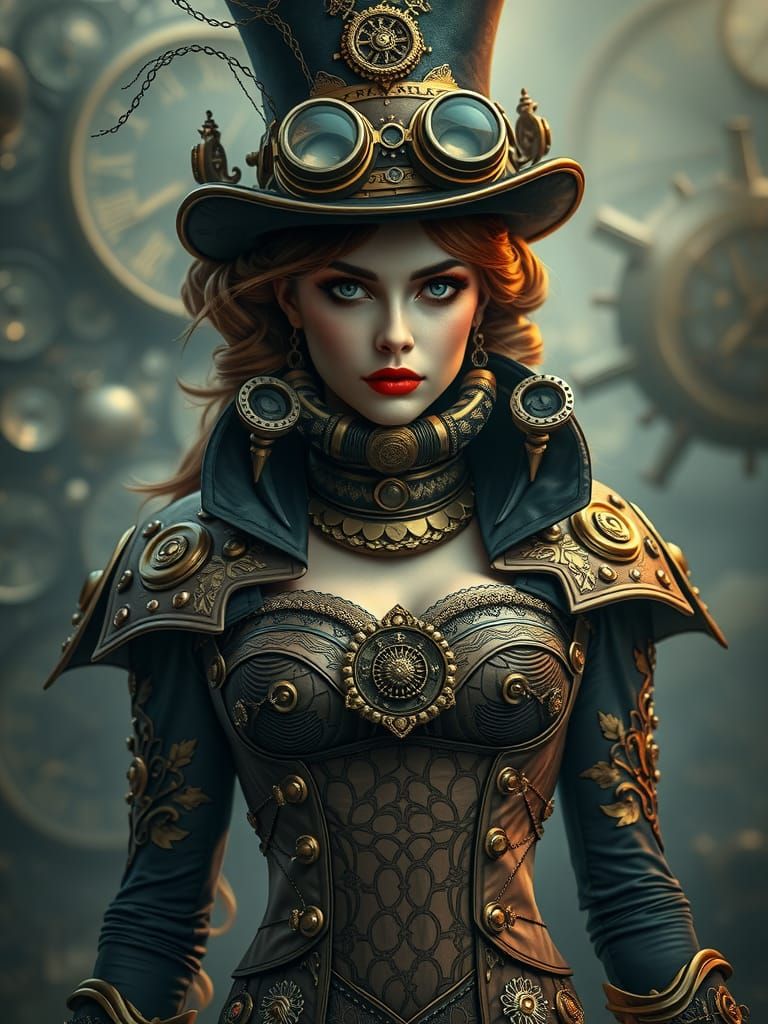 Steampunk Goddess in Victorian Setting
