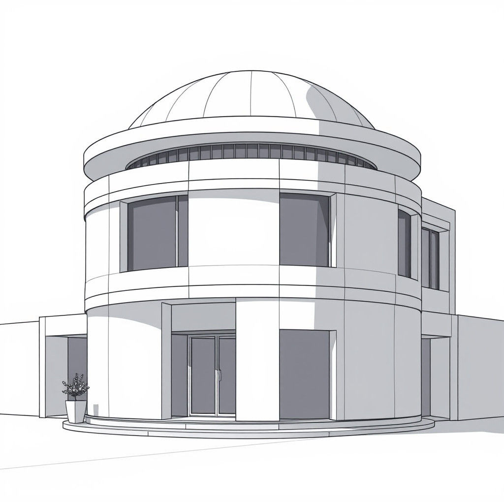 Futuristic Minimalist Building with Circular Roof