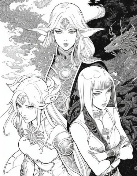 Chaotic Landscape with Mythical Creatures in Neo-Fauvism Sty...