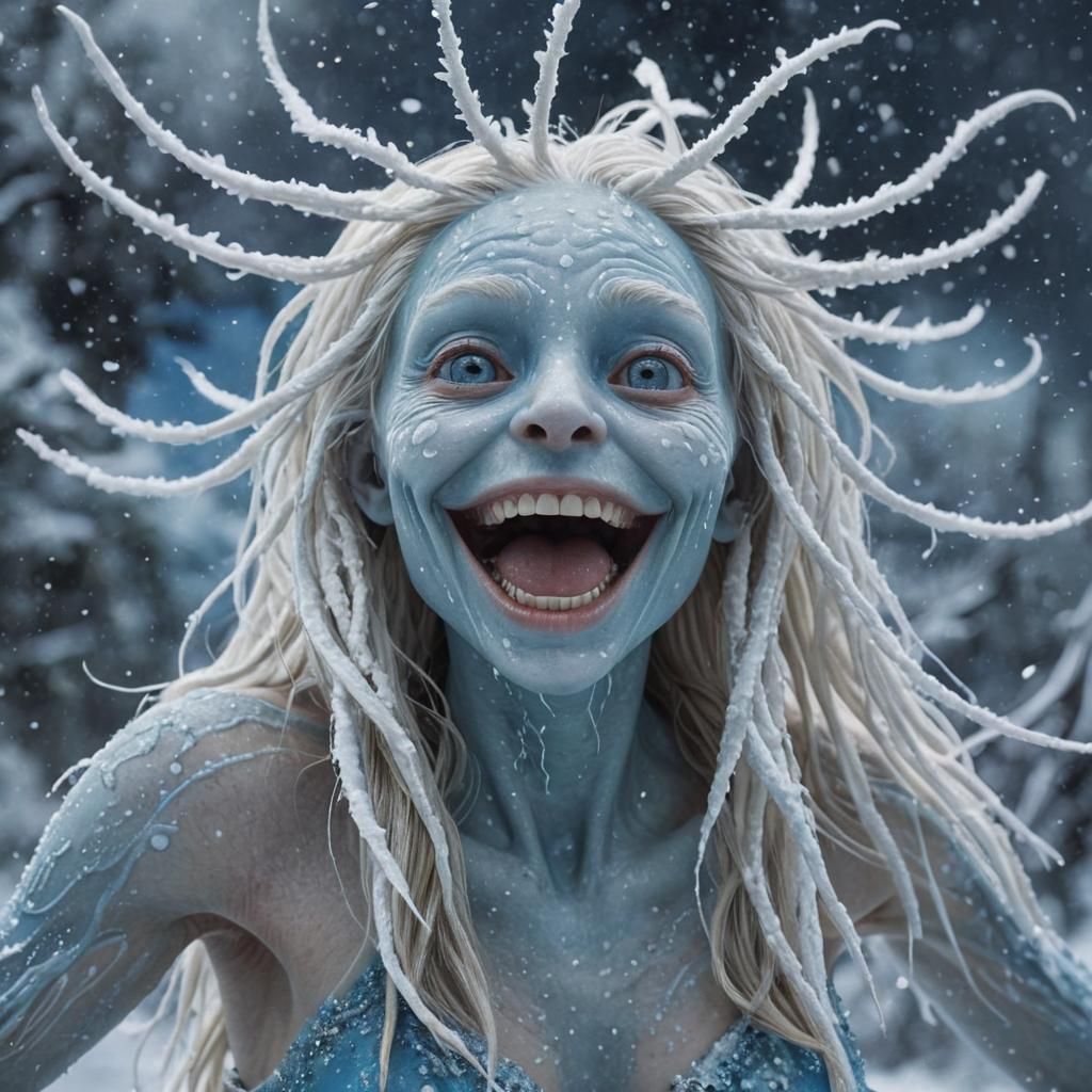 Snowy Smiling Alien in Futuristic Sci-Fi Art