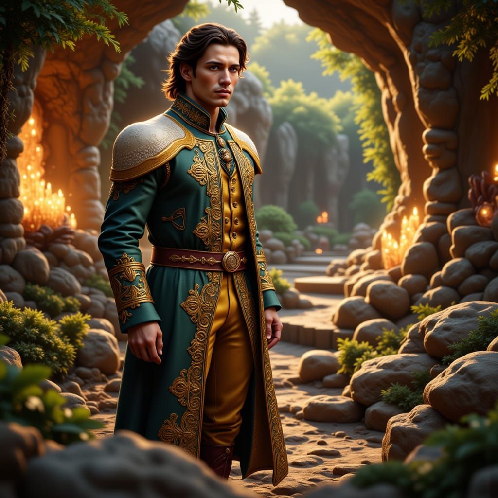 Peter the Great in a Crystal Cave, Photorealistic Style