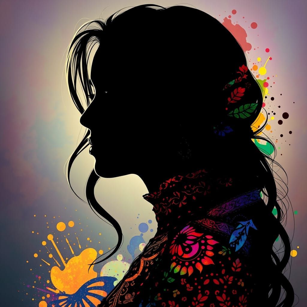 Ethereal Woman in Hyper-Realistic Silhouette Art