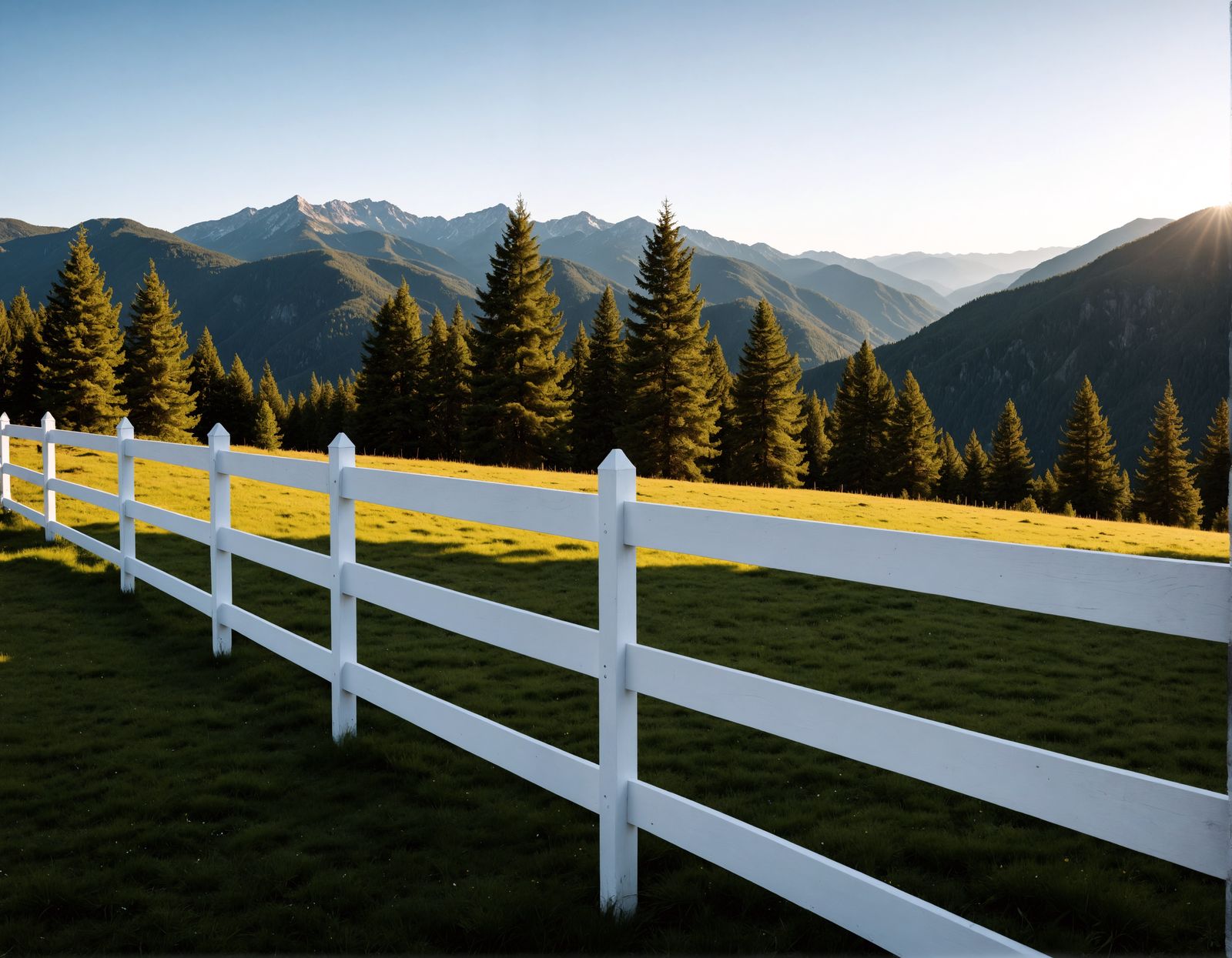 Mountainous White Fence in Hyperrealistic HDR
